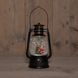 Anna's Collection LANTAARN KERSTBOOM  IN GLITTERWATER OP 3AA BATTERIJ MET DC AANSLUITING 20.5X12CM W