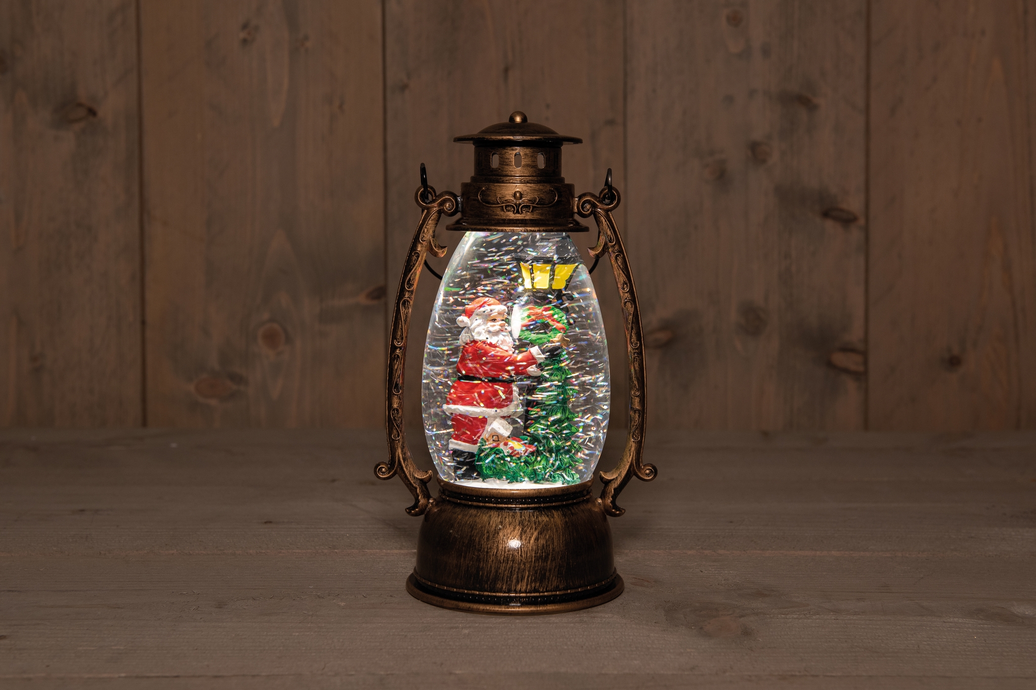 Kerst Sneeuwbol Lantaarn Kerstlantaarn Kerstman Decoratie met Led Licht Fonkelend Kristal Rond Water, Jongen Meisje Cadeau for Kerstfeest Tafel Decor/16 (Size : Green