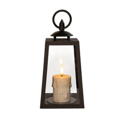 Anna's Collection Lantaarn Met Druipkaars 3D Vlam Op Batterij Met Timer 10X10X20.5Cm Zwart - afbeelding 2