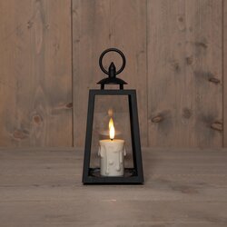 Anna's Collection Lantaarn Met Druipkaars 3D Vlam Op Batterij Met Timer 10X10X20.5Cm Zwart - afbeelding 1