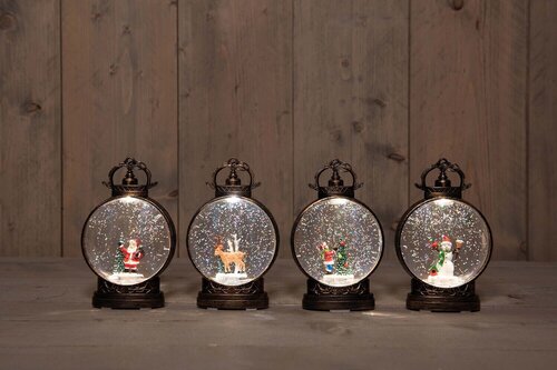 Anna's Collection Lantaarn Met Glitterwater 2Xaaa Batterij 17X10Cm 4 Assorti In Display Warm Wit