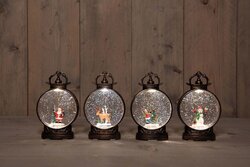 Anna's Collection Lantaarn Met Glitterwater 2Xaaa Batterij 17X10Cm 4 Assorti In Display Warm Wit