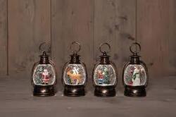 Anna's Collection Lantaarn Met Glitterwater 2Xaaa Batterij 13X8Cm 4 Assorti In Display Warm Wit