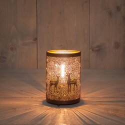 Anna's Collection LANTAARN MET RENDIEREN OP BATTERIJ MET TIMER IP20 D18,5X13CM ZWART/GOUD
