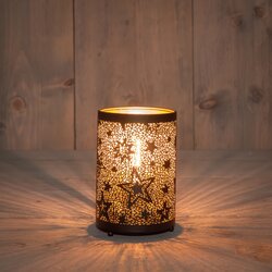 Anna's Collection LANTAARN MET STERREN OP BATTERIJ MET TIMER IP20 D8,5X13CM ZWART/GOUD