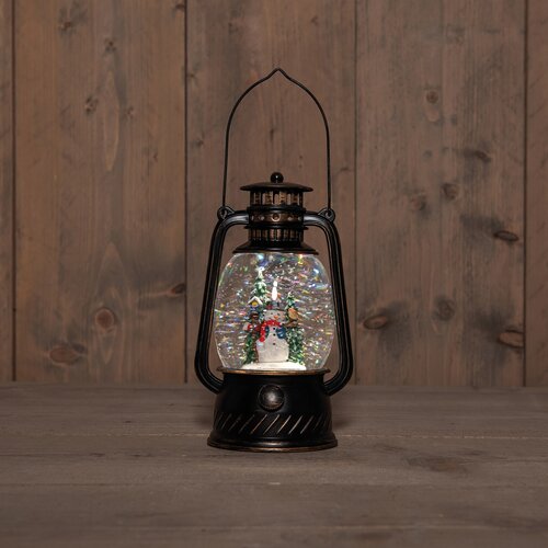 Anna's Collection LANTAARN SNEEUWPOP IN GLITTERWATER OP 3AA BATTERIJ MET DC AANSLUITING 20.5X12CM WA