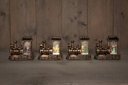 Anna's Collection lantaarn trein met glitterwater 7,5xh14cm 4 assorti in display warm wit