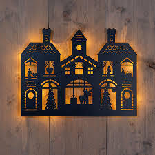 Anna's Collection Muurhanger Met Kersthuisjes 33Led Classic Op Batterij Met Timer Ip20 H32X40Cm Zwar