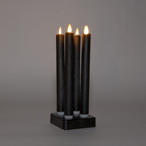 Anna's Collection Oplaadbare dinerkaarsen 2x23.5cm Zwart met bewegende vlam  werkt op accu