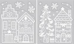 Anna's Collection Raamsticker Wit 28,5X34,5Cm Huisjes/ Kerstboom 2 Asst.