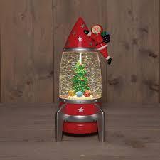 Anna's Collection Raket Santa Met Glitterwater 3Xaabatterij Met Dc Aansluiting 12X11X27,5Cm Warm Wit