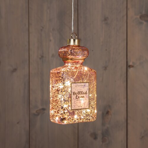 Anna's Collection ROZE PARFUMFLES GLAS LED OP BATTERIJ 8.5X5X16CM