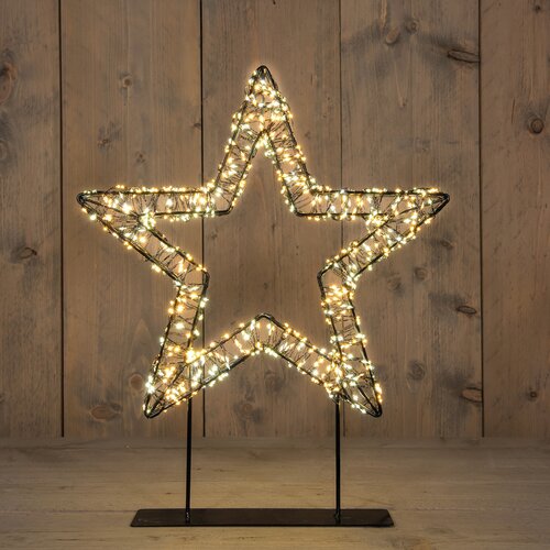 Anna's Collection STER 3D OP VOET METAAL 800LED FLASH IP44 TRAFO MET TIMER EN DIMMER 36X3CM WARM WIT