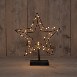 Anna's Collection ster op standaard 50led lampjes b29,5xh34,5cm classic warm op batterijen zwart
