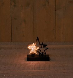 Anna's Collection ster op voet glas h15.5cm warm wit op batterijen