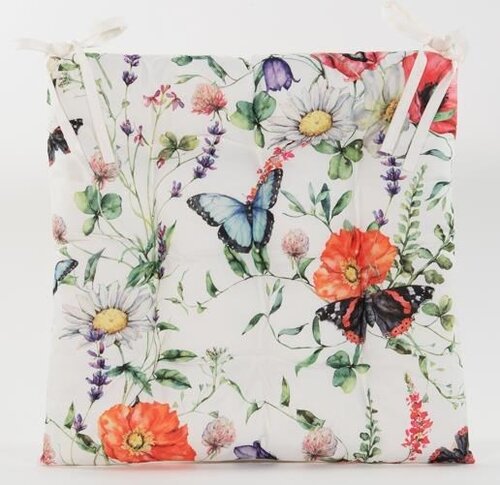 Anna's Collection Stoelkussen gewatteerd. 38x38cm weidebloem