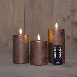 Anna's Collection STOMPKAARS RUSTIEK WAX 3D VLAM OP 3X3AAA BATTERIJ MET AFSTANDBEDIENING D7.5H10/12.