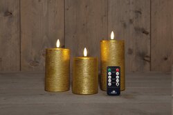 Anna's Collection STOMPKAARS RUSTIEK WAX 3D VLAM OP 3X3AAA BATTERIJ MET AFSTANDBEDIENING D7.5H10/12.