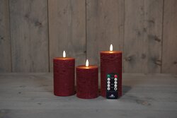 Anna's Collection STOMPKAARS RUSTIEK WAX 3D VLAM OP 3X3AAA BATTERIJ MET AFSTANDBEDIENING D7.5H10/12.