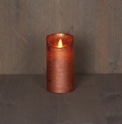 Anna's Collection STOMPKAARS RUSTIEK WAX BEWEGENDE VLAM OP 3XAAA BATTERIJ MET TIMER 15X7.5CM KOPER