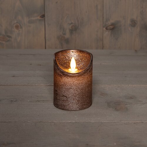 Anna's Collection STOMPKAARS RUSTIEK WAX BEWEGENDE VLAM OP 3XAAA BATTERIJ MET TIMER 10X7.5CM BRONS