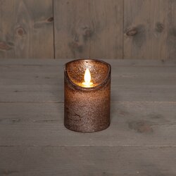 Anna's Collection STOMPKAARS RUSTIEK WAX BEWEGENDE VLAM OP 3XAAA BATTERIJ MET TIMER 10X7.5CM BRONS