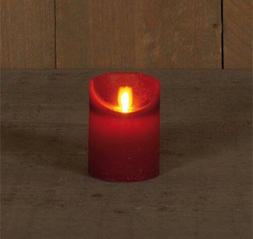 Anna's Collection STOMPKAARS RUSTIEK WAX BEWEGENDE VLAM OP 3XAAA BATTERIJ MET TIMER 10X7.5CM BORDEAU