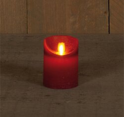 Anna's Collection STOMPKAARS RUSTIEK WAX BEWEGENDE VLAM OP 3XAAA BATTERIJ MET TIMER 10X7.5CM BORDEAU