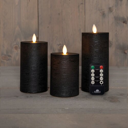 Anna's Collection Stompkaars Rustiek Wax Bewegende Vlam Oplaadbaar Met Afstandsbediening En Usb Kabe