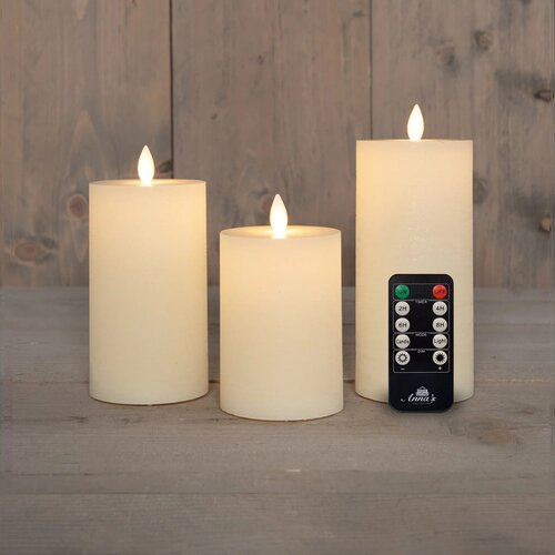 Anna's Collection Stompkaars Rustiek Wax Bewegende Vlam Oplaadbaar Met Afstandsbediening En Usb Kabe