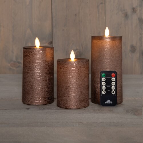 Anna's Collection Stompkaars Rustiek Wax Bewegende Vlam Oplaadbaar Met Afstandsbediening En Usb Kabe - afbeelding 1