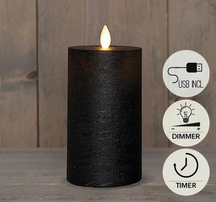 Anna's Collection Stompkaars Rustiek Wax Bewegende Vlam Oplaadbaar Met Usb Kabel Exclusief Afstandbe