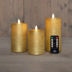 Anna's Collection Stompkaars Rustiek Wax Bewegende Vlam Oplaadbaar Met Afstandsbediening En Usb Kabe