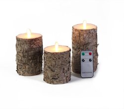 Anna's Collection B.O. 3St Kaars Donker Berk Bewegende Vlam 7,5X10/12,5/15Cm  3X3Aaa Incl. Afstandsb - afbeelding 2