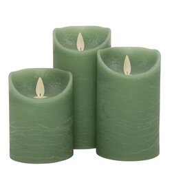Anna's Collection B.O. 3St Kaars Jade Groen Wax Rustiek Bewegende Vlam 7,5X10/12,5/15Cm - 3X3Aaa Inc - afbeelding 2