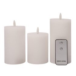 Anna's Collection B.O. 3St Kaars Wit Wax Rustiek 3D Lont 7,5X10/12,5/15Cm 3X3Aaa Incl. Afstandsbedie - afbeelding 2