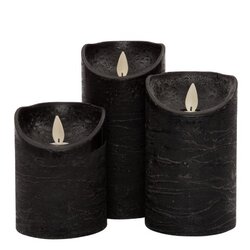 Anna's Collection Stompkaars set van 3 7.5x10/12,5/15cm Zwart met bewegende vlam  werkt op 3AAA Batt - afbeelding 2