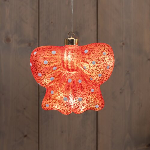 Anna's Collection STRIK GLAS LED OP BATTERIJ 14,8X6X13,5CM ROOD