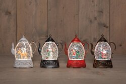 Anna's Collection THEEEPOT MET GLITTERWATER OP BATTERIJ 13.5X10.5X4CM 4 ASSORTI IN DISPLAY WARM WIT