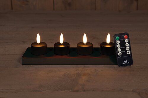 Anna's Collection THEELICHT 3D LONT OPLAADBAAR MET AFSTANDSBEDIENING EN OPLAADSTATION D3.8H5CM ZWART