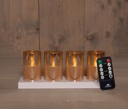 Anna's Collection Theelicht In Glas 3D Vlam Oplaadbaar Met Afstandsbediening En Oplaadstation D5H7.5 - afbeelding 1