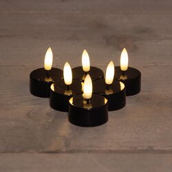Anna's Collection THEELICHT LED 3D VLAM OP BATTERIJ MET TIMER 6 STUKS D3.5H1.5CM ZWART
