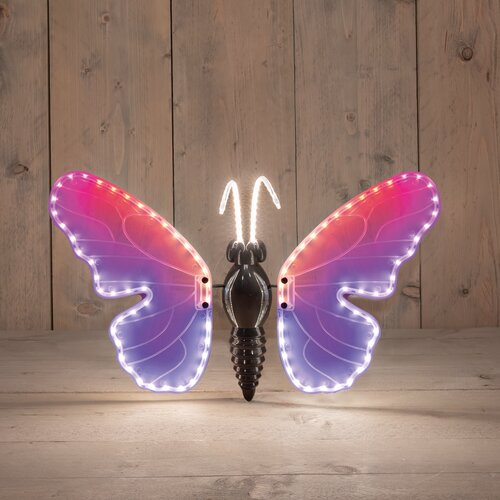 Anna's Collection VLINDER LED RGB 40CM BEWEGENDE VLEUGELS - -INCL.AFSTANDBEDIENING5MTR AANLOOPSNOER 