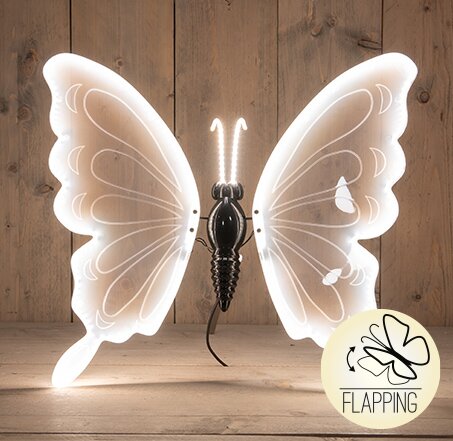 Anna's Collection VLINDER LED WARM WIT 60CM BEWEGENDE VLEUGELS - 5MTR AANLOOPSNOER - IP44 TRANSFORME
