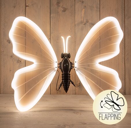 Anna's Collection VLINDER LED WARM WIT 80CM BEWEGENDE VLEUGELS 5MTR AANLOOPSNOER - IP44 TRANSFORMER 
