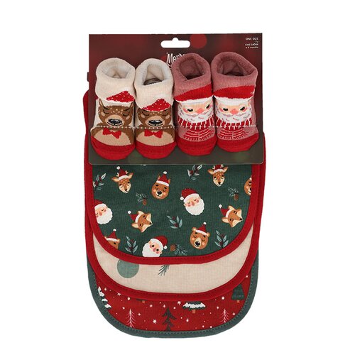 APOLLO BABIES X-MAS SOCKS + BIBS SET ONE SIZE COMBI A ASS 2