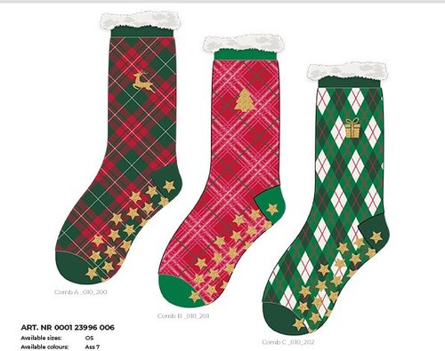 APOLLO LADIES X-MAS HOME SOCKS ONE SIZE COMBI C ASS 8