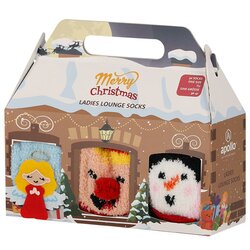 APOLLO LADIES X-MAS LOUNGE SOCKS GIFTBOX ONE SIZE COMBI A ASS 1