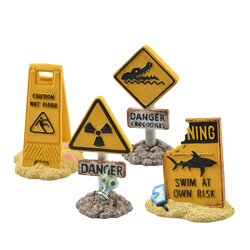 Aqua della Ornament warning signs 8x4x8cm 4 ass