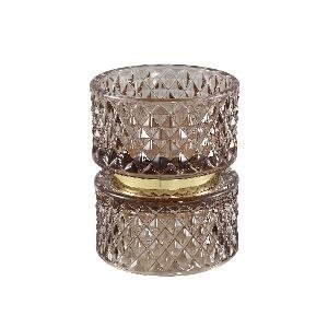 PTMD Asiya Brown glass tealight gold middle